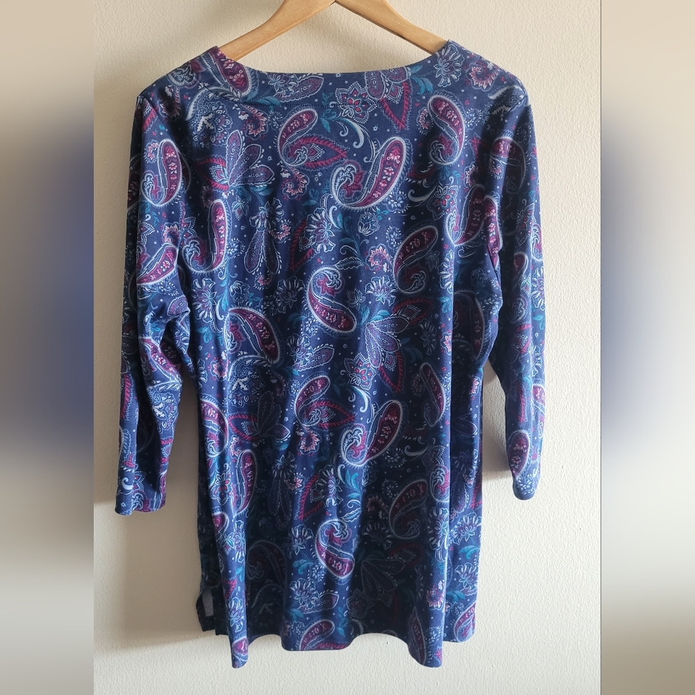 Croft & Barrow paisley print cotton tunic top Women's XL - Picture 4 of 6